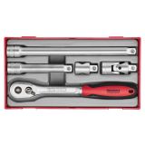 Zestaw pokrętła zapadkowego z chwytem kwadratowym ½" Teng Tools TT1205