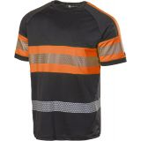 T-shirt Hi-Vis 6110P czarny/pomarańczowy rozm.S  