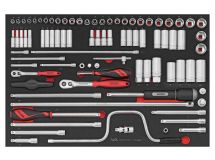 86-elementowy zestaw kluczy nasadowych z chwytem kwadratowym 1/4" i 3/8", Teng Tools TTESK86