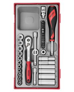 Zestaw kluczy nasadowych z chwytem kwadratowym ¼" Teng Tools TT1435
