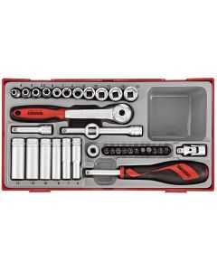 Zestaw kluczy nasadowych z chwytem kwadratowym ¼" Teng Tools TT1435