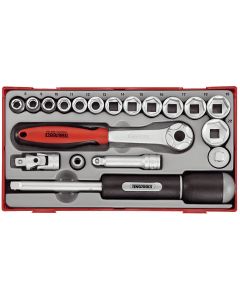 19-elementowy zestaw kluczy nasadowych z chwytem □ 3/8" Teng Tools TT3819