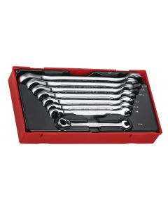 8-elementowy zestaw kluczy płasko-oczkowych zapadkowych calowych Teng Tools TT6508R