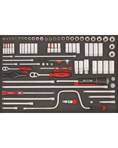 86-elementowy zestaw kluczy nasadowych z chwytem kwadratowym 1/4" i 3/8", Teng Tools TTESK86