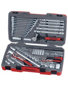 106-elementowy zestaw narzędzi nasadowych z chwytem kwadratowym 1/4", 3/8" i 1/2". Teng Tools TM106