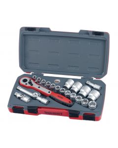 21-elementowy zestaw narzędzi nasadowych z chwytem kwadratowym 1/2" Teng Tools T1221-6