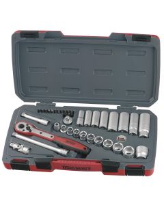 35-elementowy zestaw narzędzi nasadowych calowych Z chwytem kwadratowym 3/8" Teng Tools T3835AF