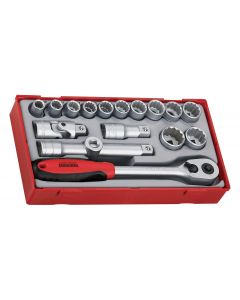 Zestaw kluczy nasadowychz chwytem kwadratowym ½" Teng Tools TT1218